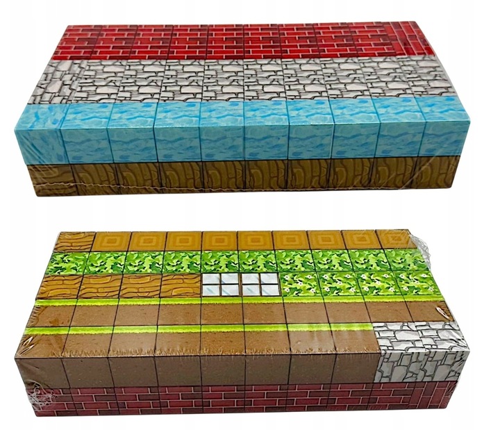 KLOCKI MAGNETYCZNE 100 KLOCKÓW KONSTRUKCYJNE PIKSELE SZEŚCIANY + 1 LUDZIK