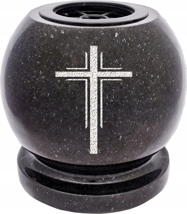 Wazon w Kształcie Kuli Kulowazon Granitowy Czarny Na Stopie