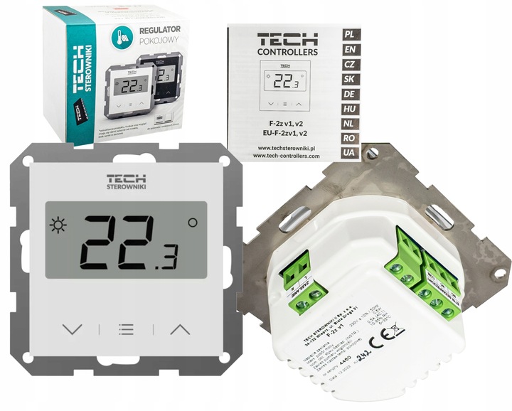 STEROWNIK REGULATOR TEMPERATURY TERMOSTAT POKOJOWY F-2Z V1 PRZEWODOWY TECH