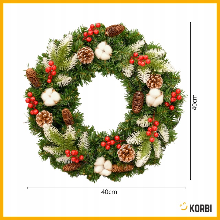 WIENIEC BOŻONARODZENIOWY ELEGANCKA DEKORACJA ŚWIĄTECZNA KOLOROWY WZ8 40CM