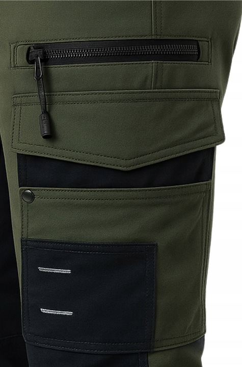 ELASTYCZNE Spodnie ROBOCZE Męskie BHP STRETCH MOCNE OCHRONNE SPANDEX KHAKI