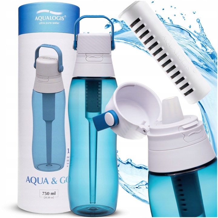 Butelka Filtrująca Na Wodę Bidon Aqualogis Aqua&Go Tritan - Granatowa 750ml