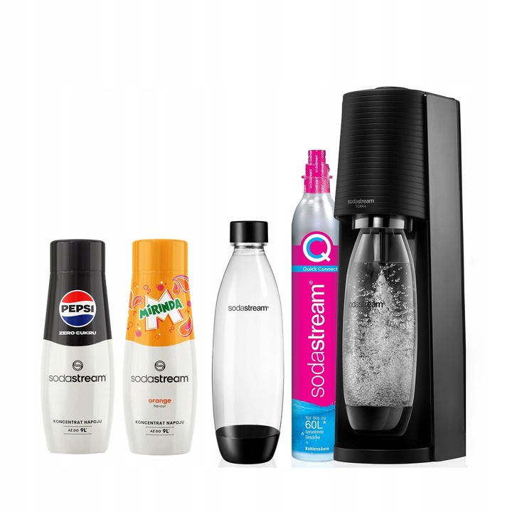 SODASTREAM TERRA SATURATOR NABÓJ BUTELKA 1L + PEPSI MIRINDA