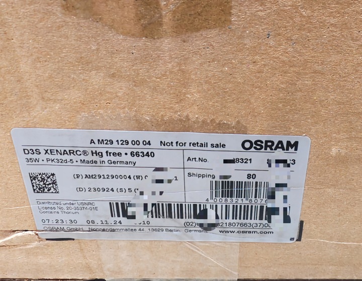 Żarówka, czołówka Osram D3S 35 W 66340