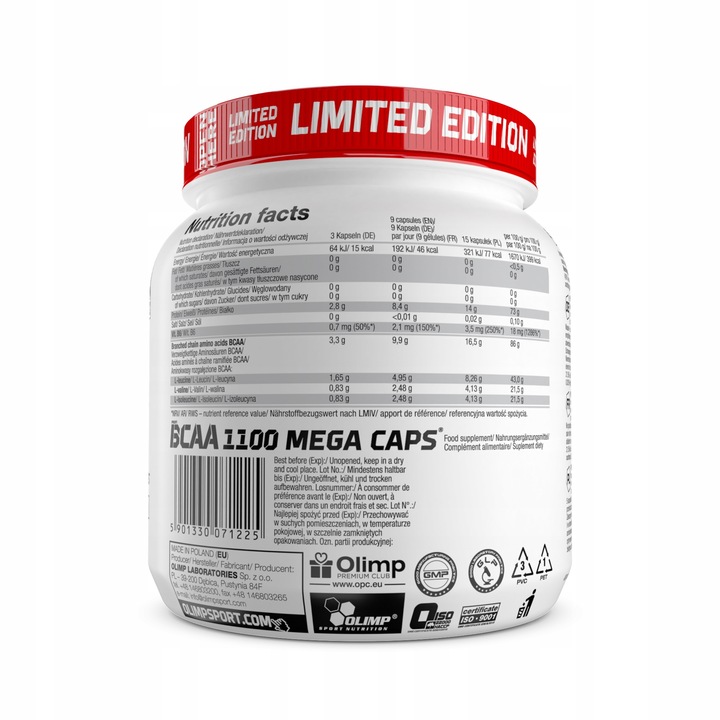 OLIMP BCAA 1100 MEGA CAPS 400caps AMINOKWASY EAA LEUCYNA