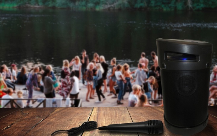 GŁOŚNIK BLUETOOTH PRZENOŚNY MANTA XBASS 360 100W TWS USB MP3 WODOODPRONY