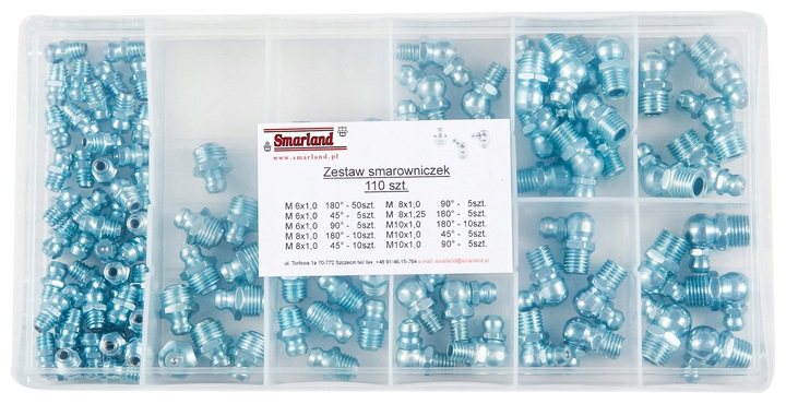 Zestaw smarowniczek, kalamitek stal/ocynk - 110 sztuk - smarland.pl