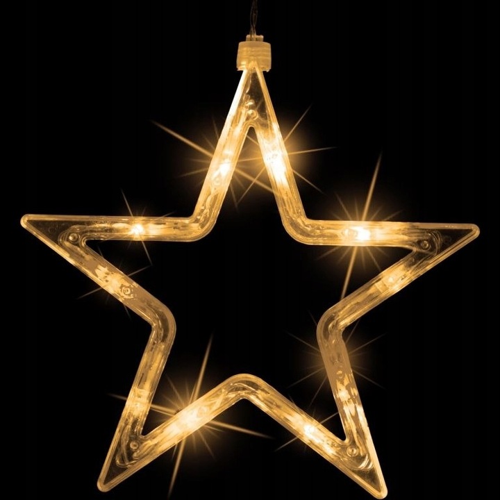 Świąteczna kurtyna 5 gwiazdek, oswietlenie 61 LED, ciepła biel+ pilot