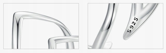 Pierścionek Srebrny 925 2 V Pierścionki Srebrne Regulowany Srebro