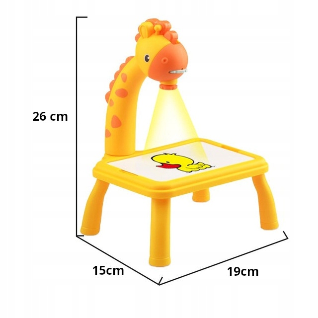 TABLICA Z PROJEKTOREM DO RYSOWANIA STOLIK Z ŻYRAFĄ PROJEKTOR RZUTNIK SLAJDY