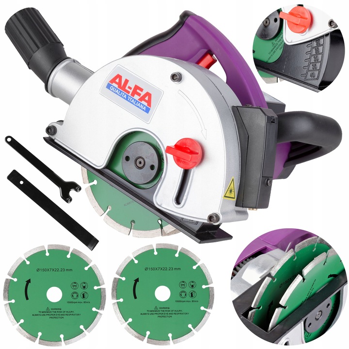 BRUZDOWNICA ELEKTRYCZNA DO BETONU FREZARKA ZESTAW NARZEDZIA TARCZE 3100 W