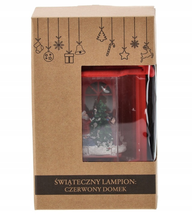 LAMPION ŚWIĄTECZNY Z WKŁADEM LED POZYTYWKA DOMEK CZERWONY 12 x 9 x 19,5 CM