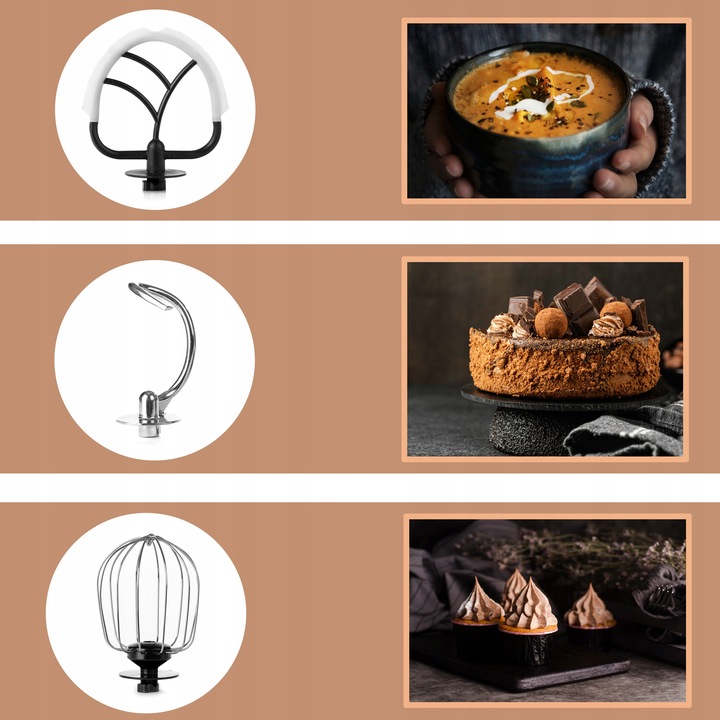 ROBOT PLANETARNY KUCHENNY MIKSER 3 MIESZADŁA HAK MISA OBROTOWA UCHWYT MOCNY