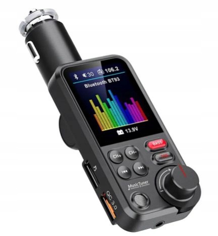 Bezprzewodowy TRANSMITER FM Bluetooth 5.0 SD RADIO ŁADOWARKA GŁOŚNIK 12/24v