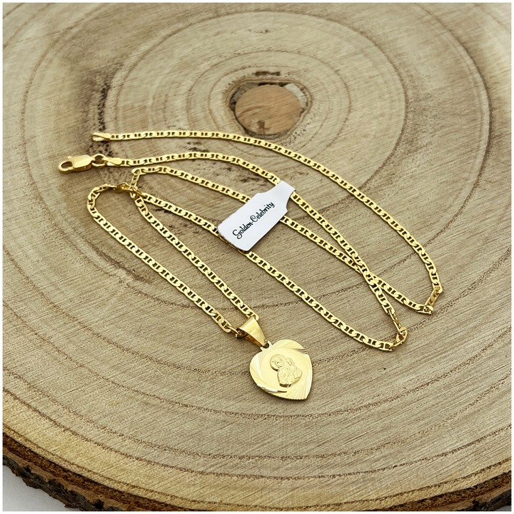 PREZENT NA KOMUNIĘ CHRZEST DLA DZIEWCZYNKI ZŁOTY ŁAŃCUSZEK Z MEDALIKIEM 925