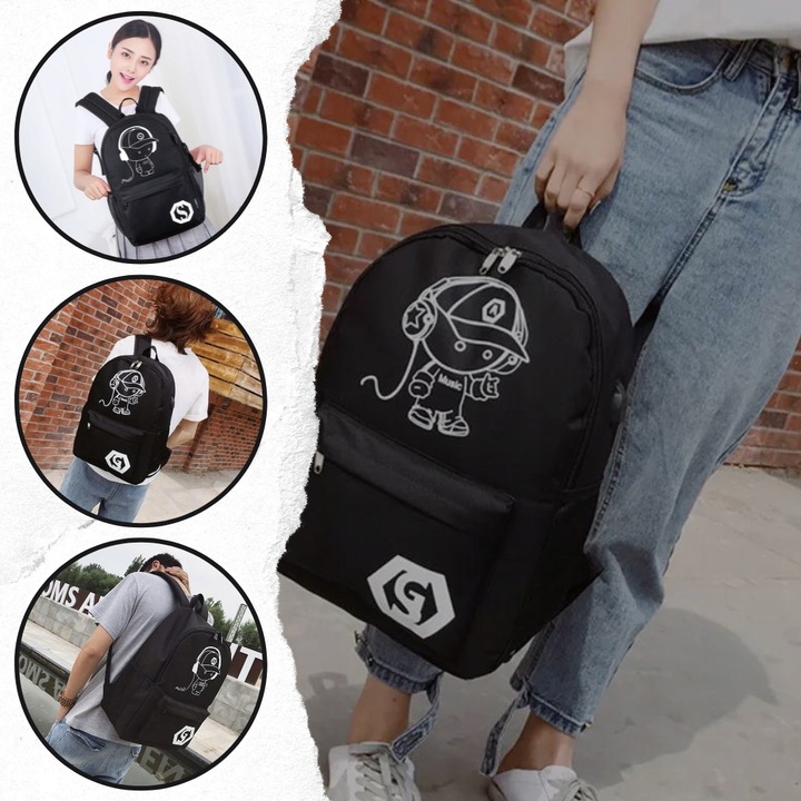 PLECAK SZKOLNY TORNISTER DO SZKOŁY MŁODZIEŻOWY ŚWIECĄCY ODBLASKOWY USB