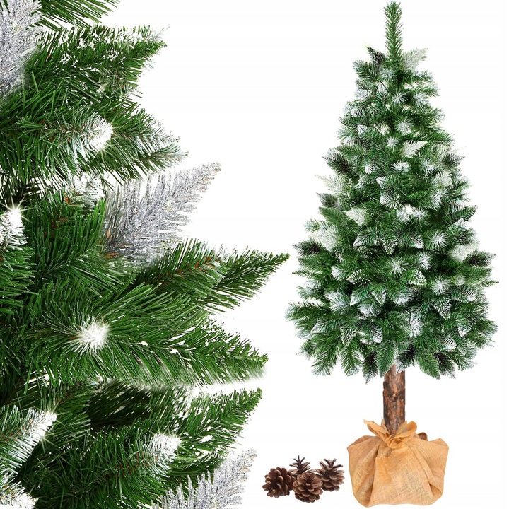 CHOINKA SZTUCZNA 160 CM NA PNIU PIĘKNA SOSNA DIAMENTOWA GĘSTA OŚNIEŻONA