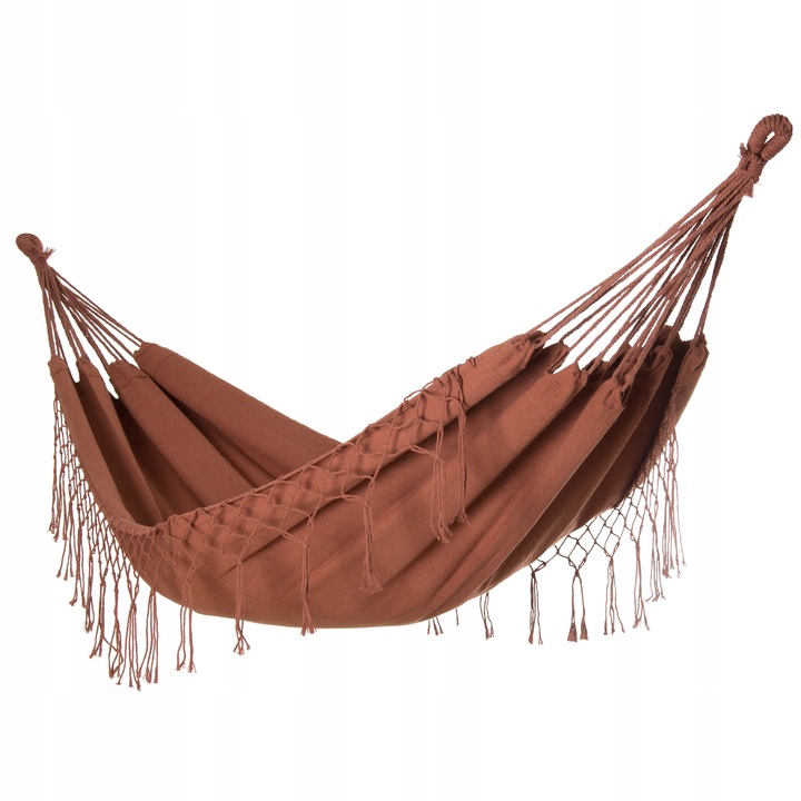 DUŻY MOCNY HAMAK OGRODOWY BOHO HUŚTAWKA MIDAS 3 100x200 KARMEL + POKROWIEC