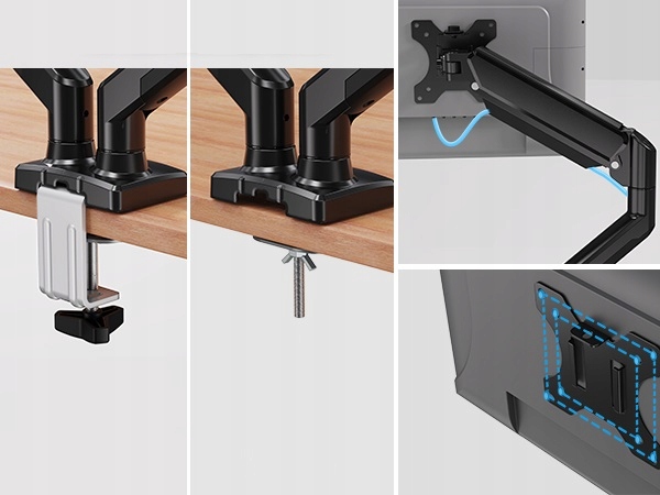 Regulowany PODWÓJNY Uchwyt Biurkowy do Monitora WIESZAK DWA Monitory 13-32"