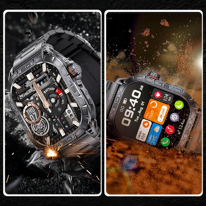 ZEGAREK SMARTWATCH MĘSKI WIELOFUNKCYJNY POMIARY ROZMOWY KROKI MENU PL