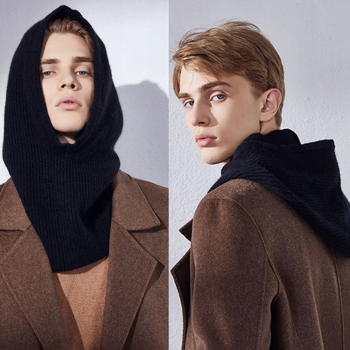 KAPTUR MĘSKI CZAPKA KOMINIARKA DZIERGANY CZARNY