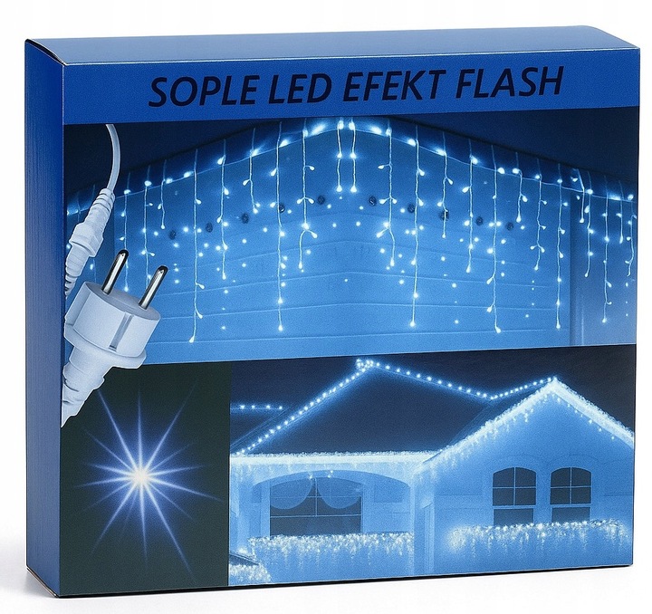 SOPLE 500 LED KURTYNA LAMPKI ZEWNĘTRZNE IP44 FLASH Białe Zimne