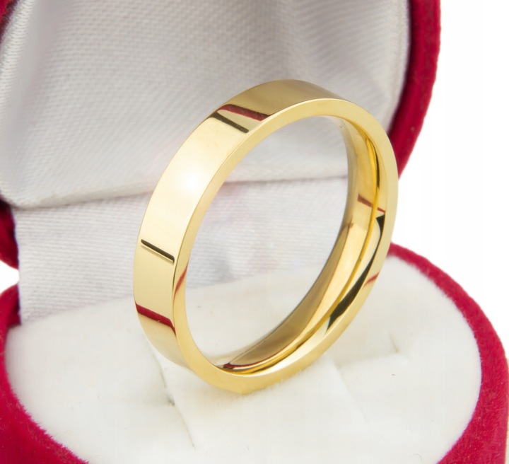 OBRĄCZKA ŚLUBNA PŁASKA ZŁOTA STAL CHIRURGICZNA 8