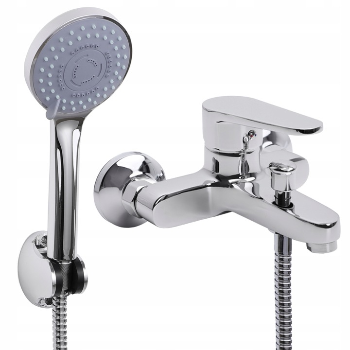 Bateria wannowa ścienna chrom srebrna z prysznicem kran do wanny YOKA HOME