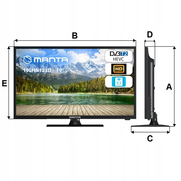Telewizor MANTA 19LHN123D 19" HDR DVB-T2 LED