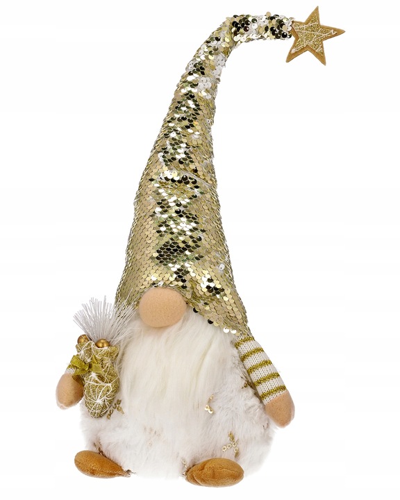 SKRZAT świąteczny KRASNAL gnom 47 cm Mikołaj DUŻY biały Świecący JUMIhome