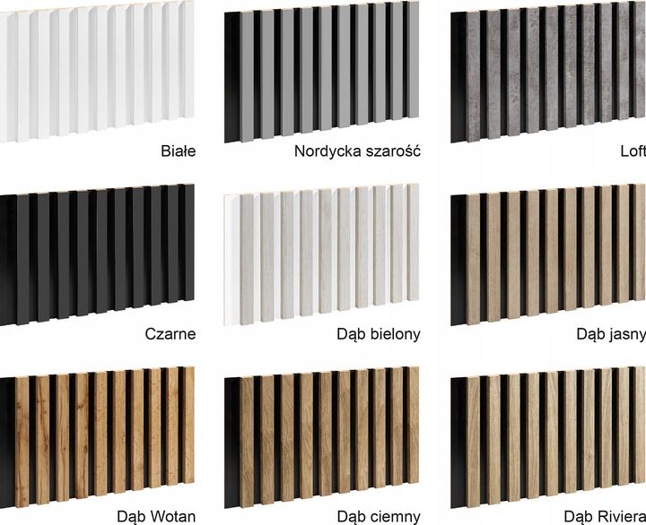 LAMELE ŚCIENNE BIAŁE NA PŁYCIE BIAŁEJ 510x2750mm