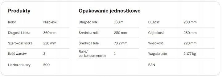 Czyściwo KATRIN BLUE 3 warstwy klejone 190m 481252