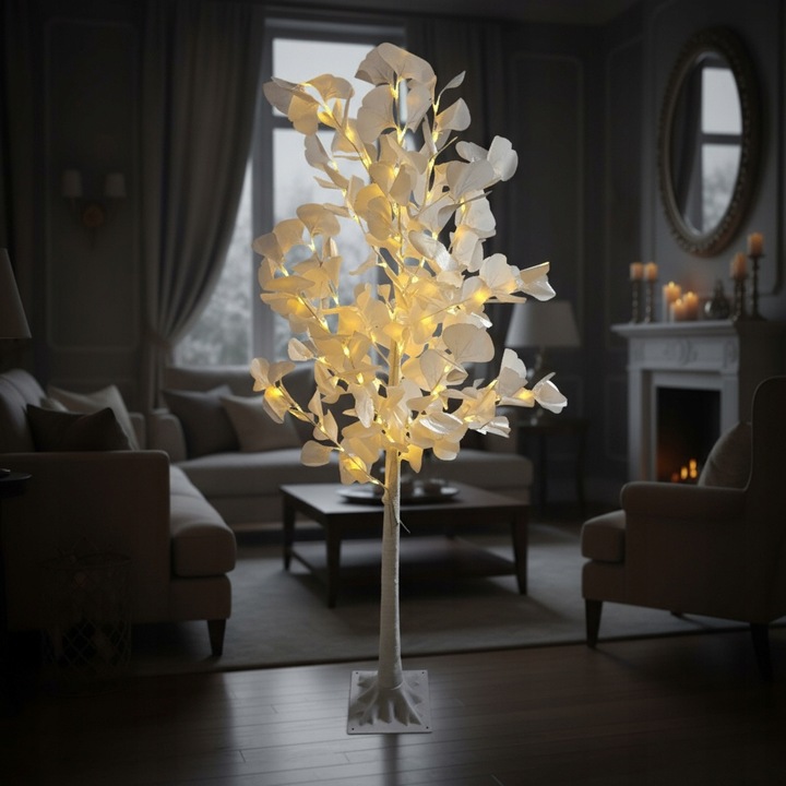 Drzewko Świąteczne Ozdobne Świecące LED BRZOZA 150 cm Lampki Białe Ciepłe