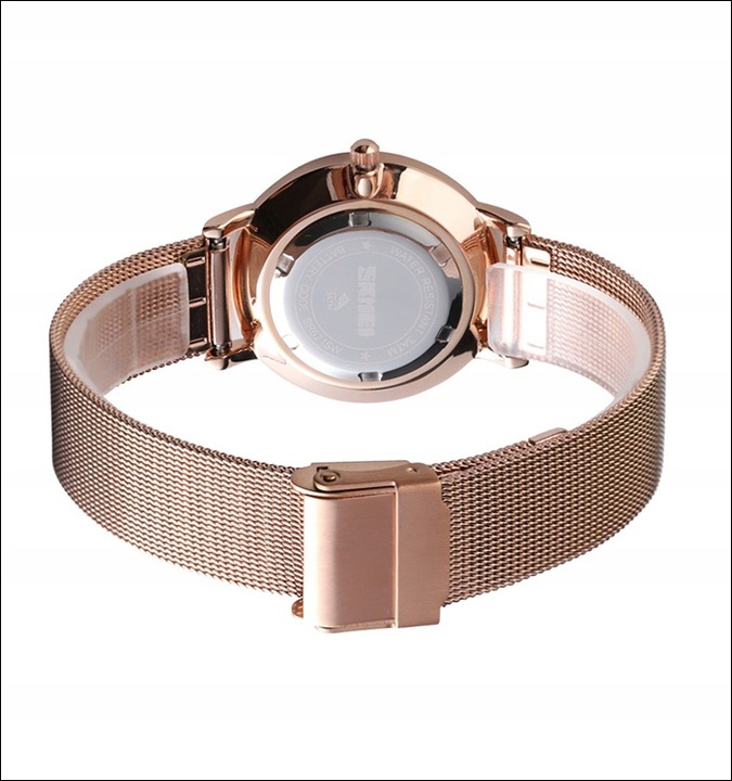 Zegarek damski SKMEI bransoleta mesh datownik czytelna tarcza