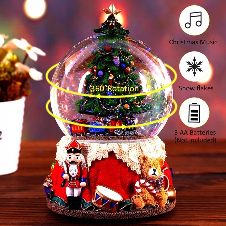 ŚWIĄTECZNA ŚNIEŻNA SCENA POZYTYWKA KRYSZTAŁOWA KULA LED CHOINKA