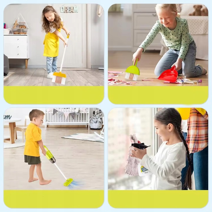 WÓZEK ODKURZACZ DUŻY ZESTAW DO SPRZĄTANIA MOP MATADI 29 AKC. DLA DZIECI