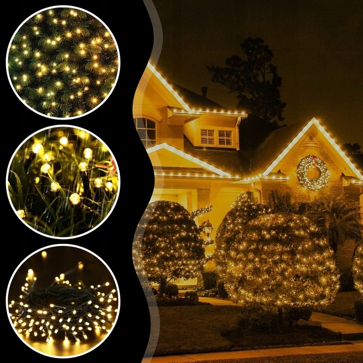 LAMPKI ŚWIATEŁKA CHOINKOWE 500LED ZEWNĘTRZNE WEWNĘTRZNE BIAŁE CIEPŁE 35M