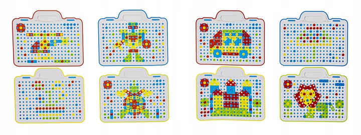 WKRĘTARKA ZESTAW KONSTRUKCYJNY dla dzieci ŚRUBKI 3D Kolorowe klocki Kuferek