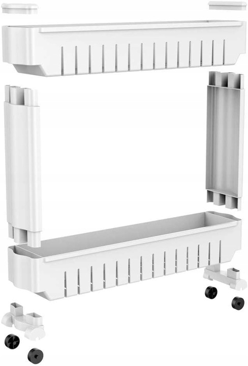 SZAFKA DO KUCHNI ŁAZIENKI MOBILNA NA KÓŁKACH BIAŁA WĄSKI REGAŁ 4 POZIOMY