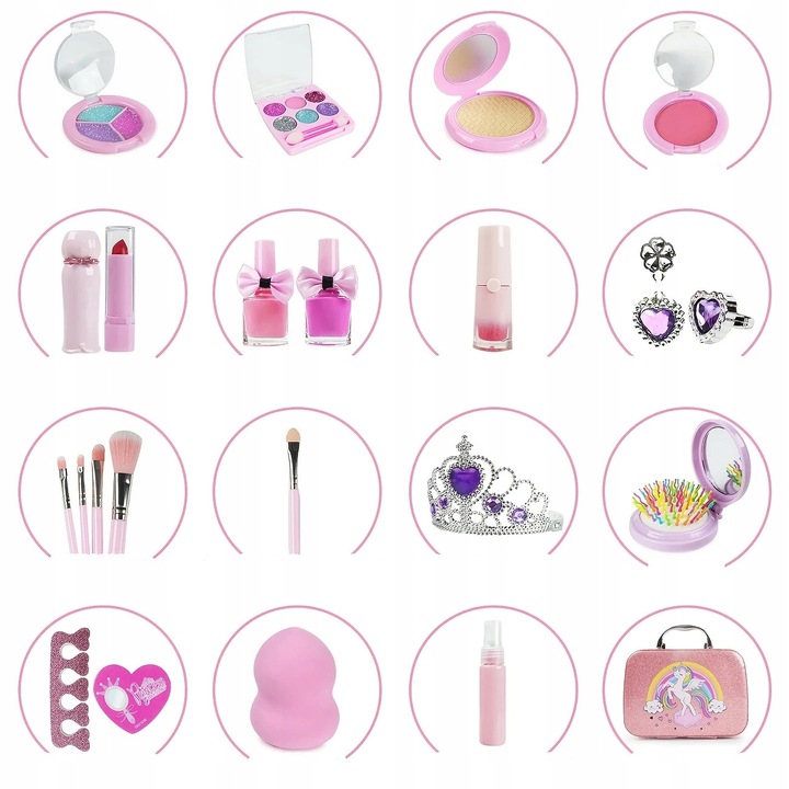 KUFEREK ZESTAW KOSMETYKI DO MAKIJAŻU PAZNOKCI JEDNOROŻEC MAKEUP DLA DZIECI