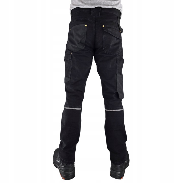 Spodnie robocze Jeans męskie Bojówki czarne Elastyczne Wygodne Stretch
