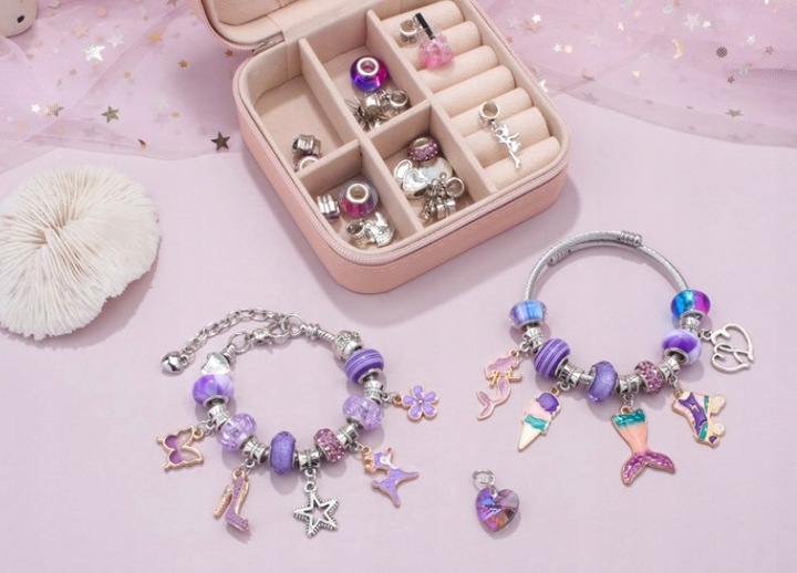 ZESTAW DO ROBIENIA NASZYJNIKÓW BRANSOLETEK KREATYWNY PREZENT DLA DZIECI