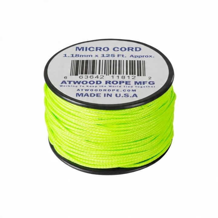 Linka Atwood Rope MFG Micro Cord 1,18mm/38m (125ft) Neon Green