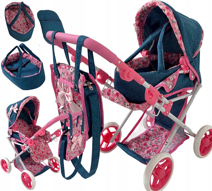 WÓZEK DLA LALEK GŁĘBOKI SPACERÓWKA GONDOLA 3w1 MarioToys TORBA POŚCIEL