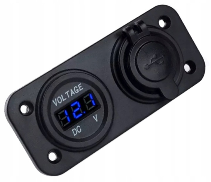 GNIAZDO ZAPALNICZKI 12V USB 5V 2A WOLTOMIERZ SAMOCHODOWY PANEL AUTO PLS37B