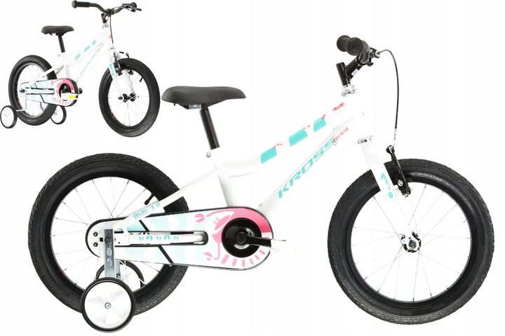 Rower dziecięcy 16" KROSS Mini 3.0 biały seledynowy R24