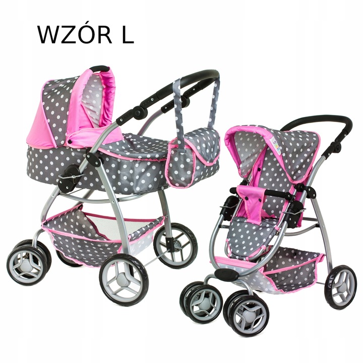 Doris DUŻY WÓZEK DLA LALEK GŁĘBOKI SPACEROWY 4w1