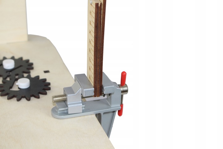 Drewniany warsztat majsterkowicza tablet kłódka imadło schowek piła POLSKI!