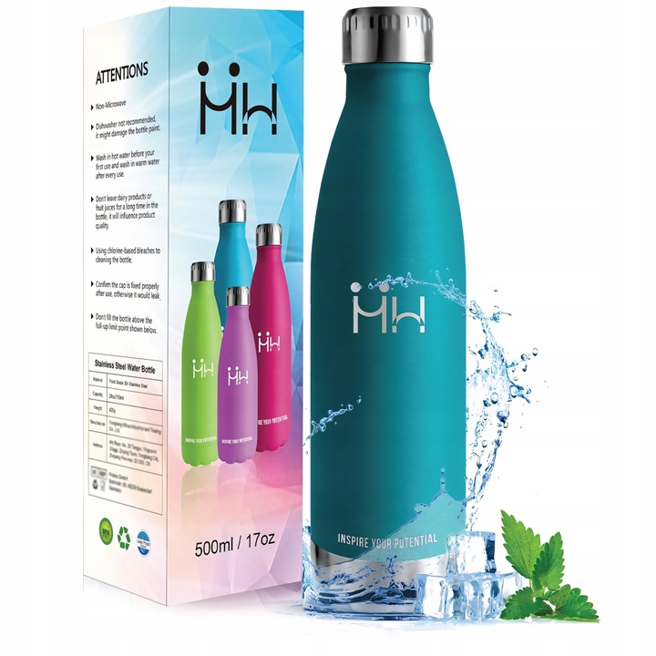 Butelka termiczna ze stali nierdzewnej 500ml wolna od BPA 12/24h izolacja