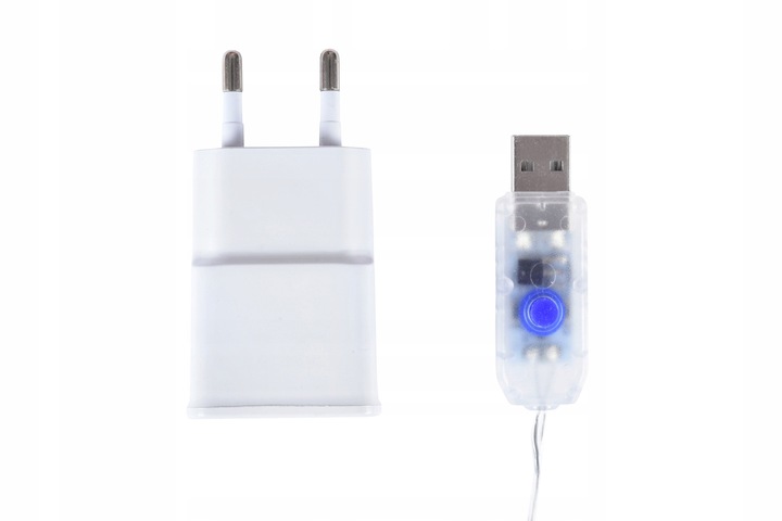 KURTYNA ŚWIETLNA LAMPKI SOPLE DRUCIKI 200 LED 2x2m GIRLANDA USB + ADAPTER